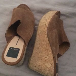 Brown suede wedges